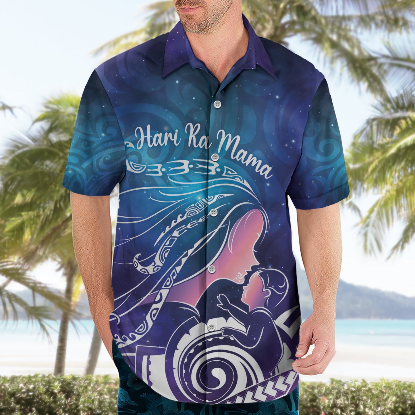 Hawaiihemd zum Muttertag in Neuseeland, Maori, Hari Ra Mama, LT7