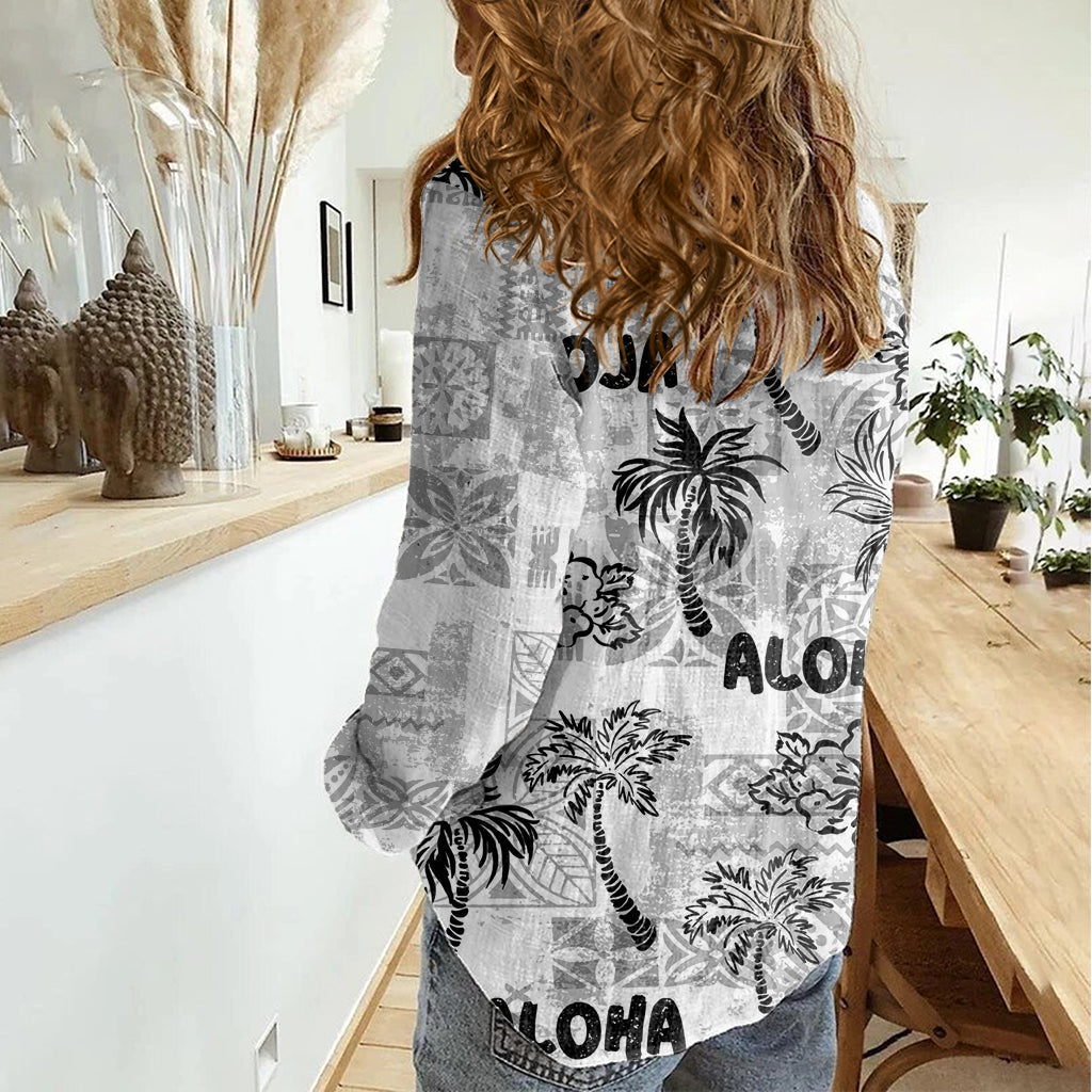 Aloha Vintage Quilt Damen Freizeithemd Hawaiian Seamless - Weiß LT7