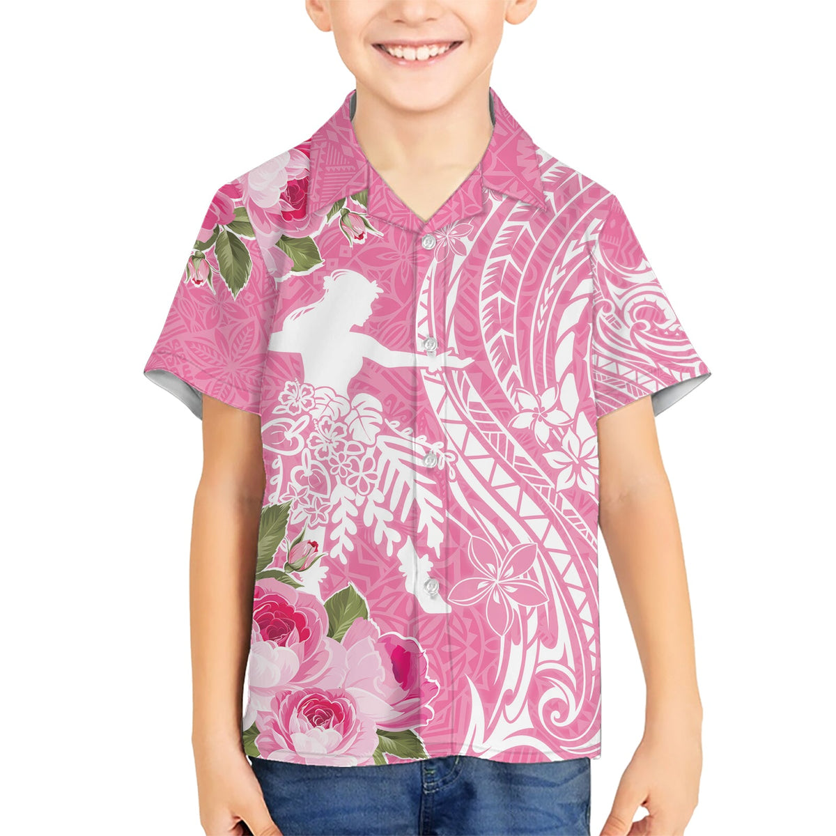 Personalisiertes Hawaii Wahine Hawaiihemd Frauentag Maui Lokelani Rosen LT7