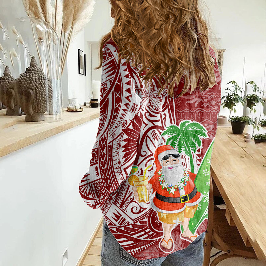 Hawaii Weihnachten Mele Kalikimaka Damen Freizeitshirt Weihnachtsmann LT7