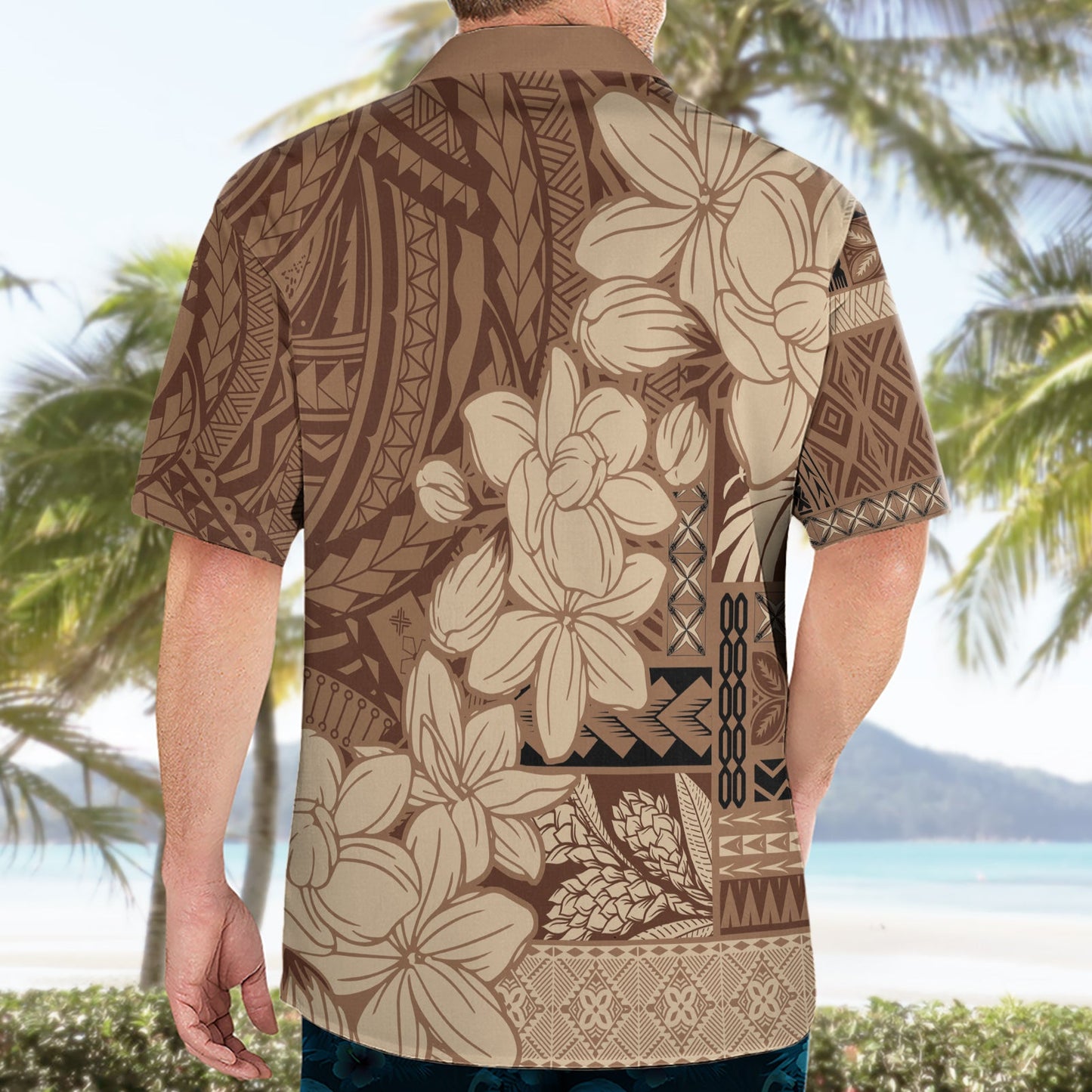 Samoa Frauentag Hawaiihemd Tiale Blumenmix Siapo Tapa LT7