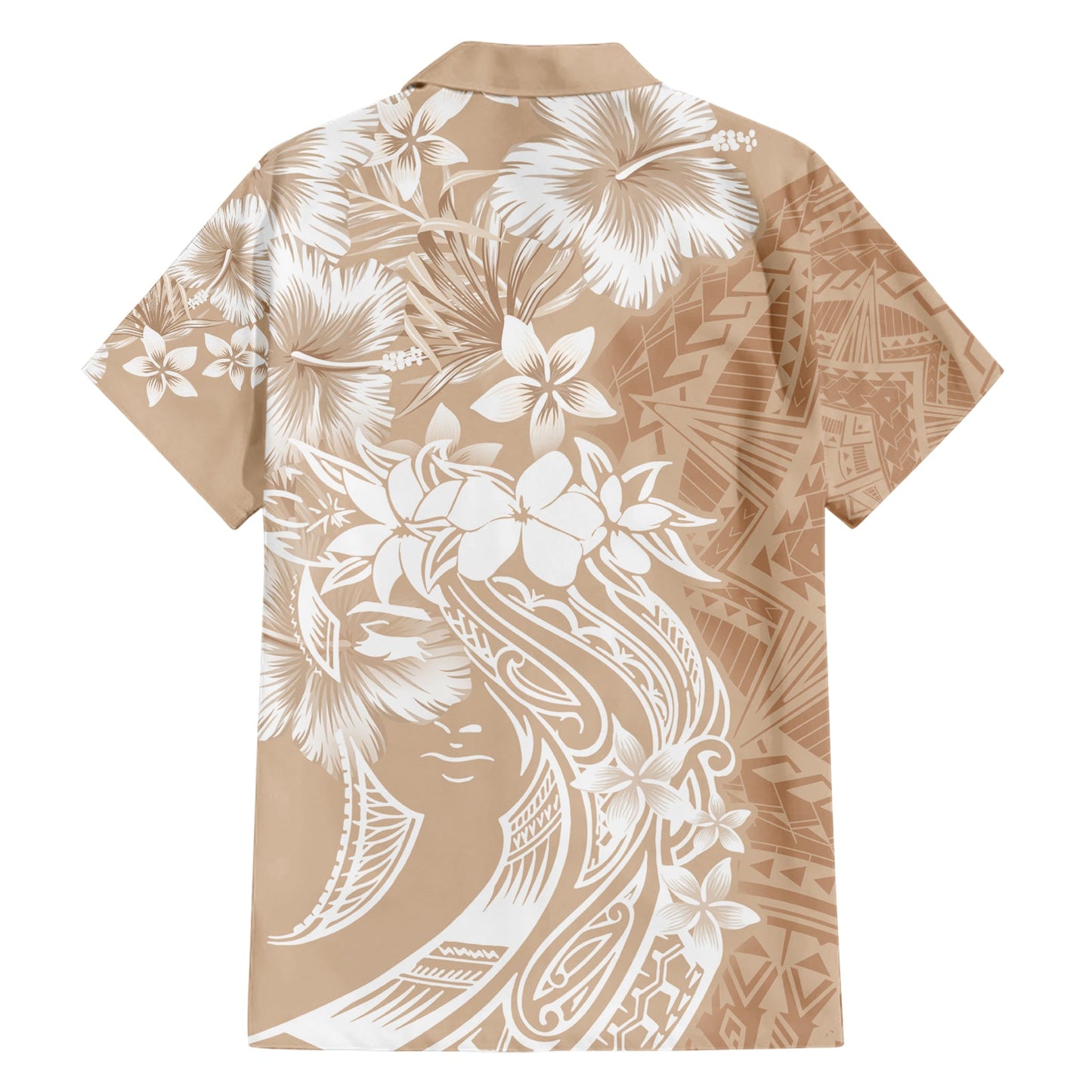 Polynesisches Hawaiihemd zum Frauentag Plumeria Passion - Beige LT7