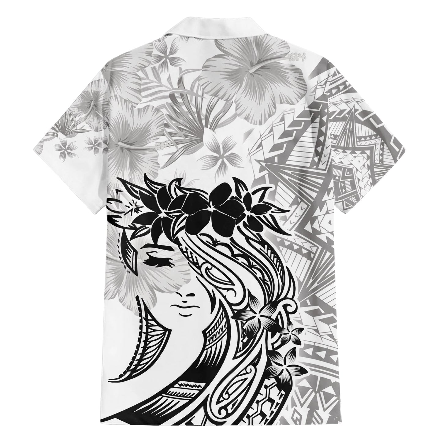 Polynesisches Hawaiihemd zum Frauentag Plumeria Passion - Weiß LT7