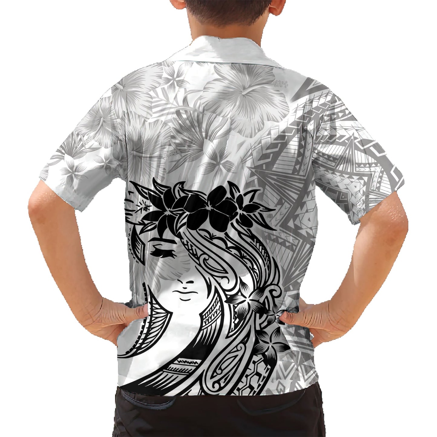 Polynesisches Hawaiihemd zum Frauentag Plumeria Passion - Weiß LT7