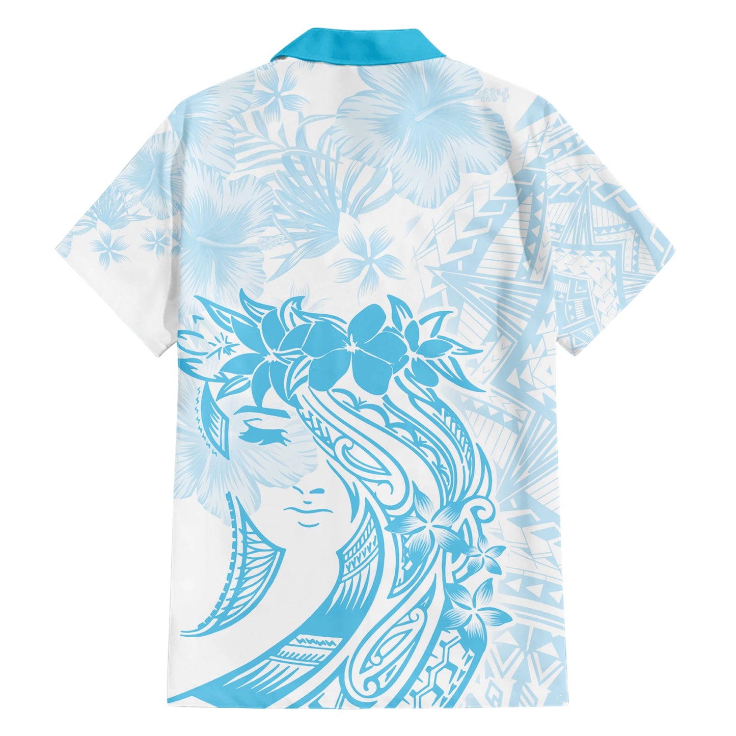 Polynesisches Hawaiihemd zum Frauentag Plumeria Passion - Türkis LT7