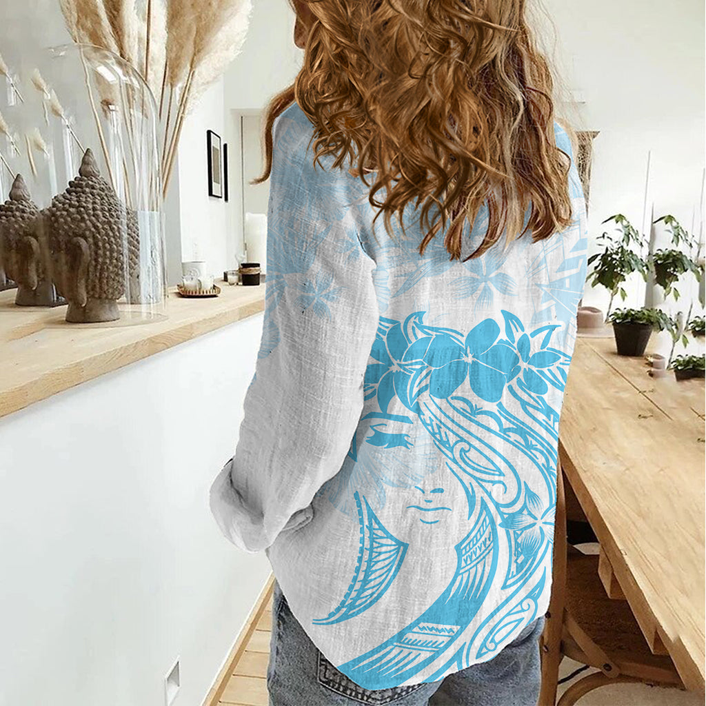 Polynesischer Frauentag Damen Freizeitshirt Plumeria Passion - Türkis LT7