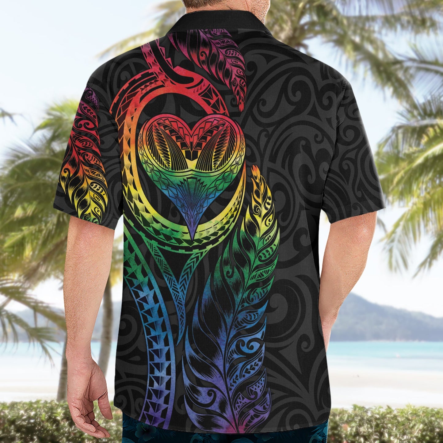 Hawaiihemd mit neuseeländischem Stolz, Takatapui Rainbow Fern LT7