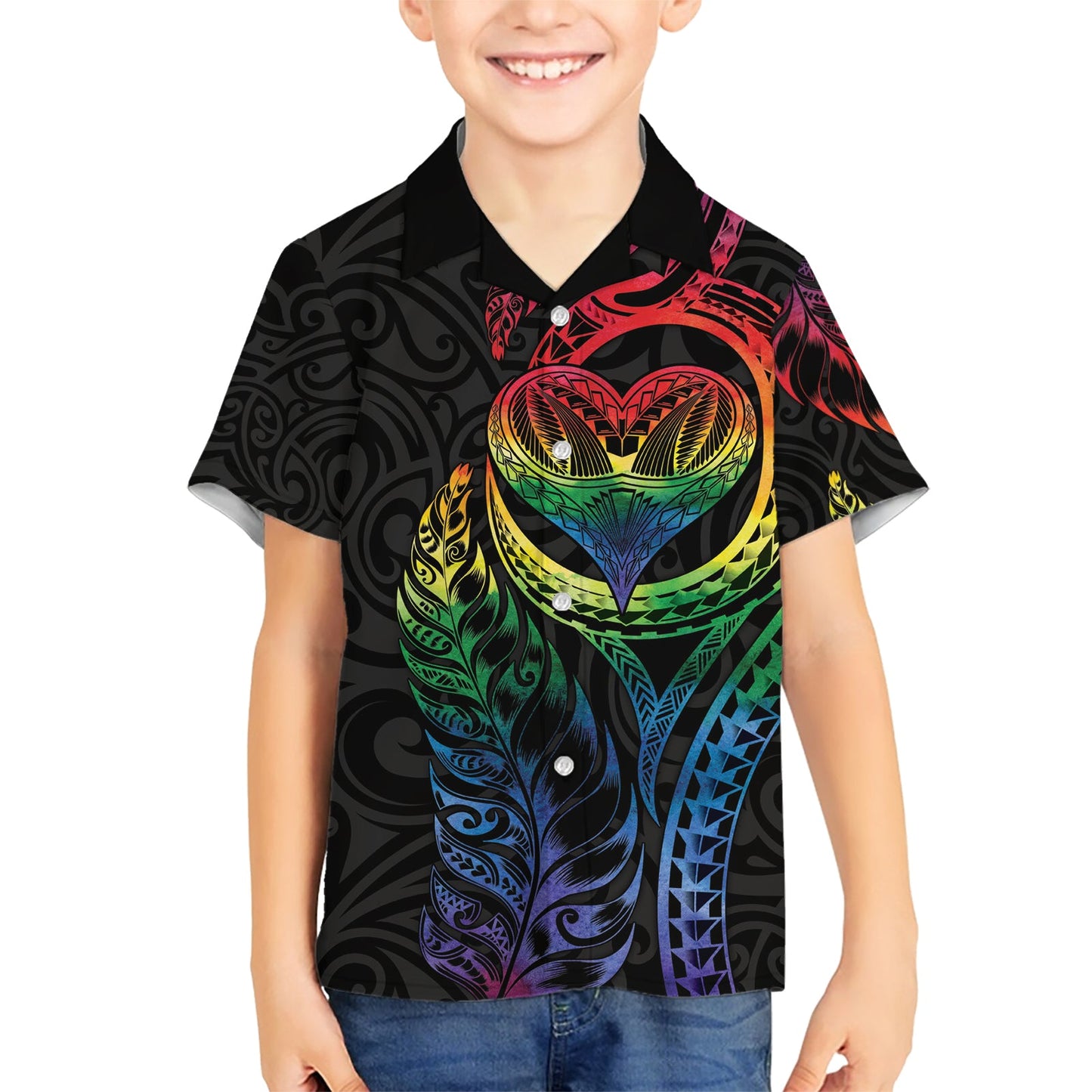 Hawaiihemd mit neuseeländischem Stolz, Takatapui Rainbow Fern LT7