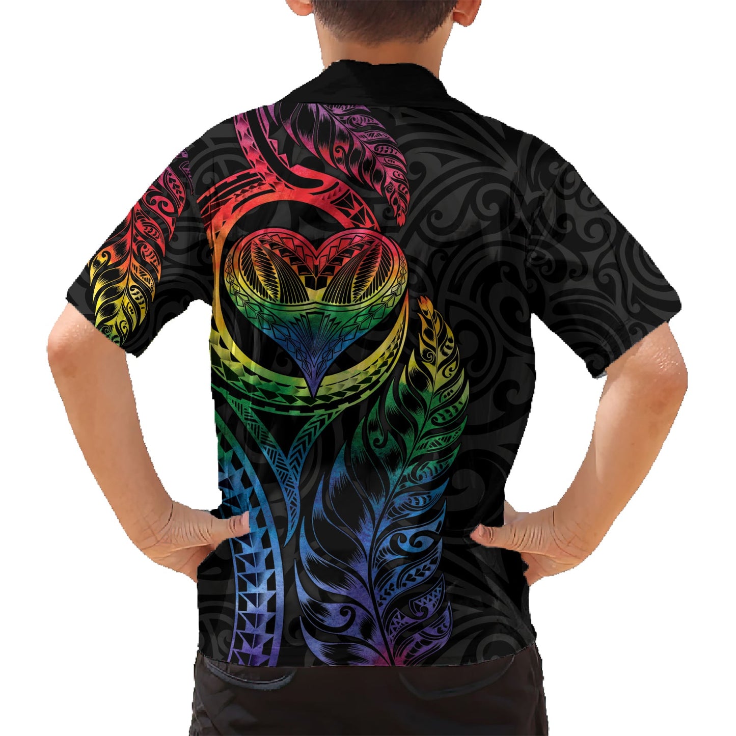 Hawaiihemd mit neuseeländischem Stolz, Takatapui Rainbow Fern LT7
