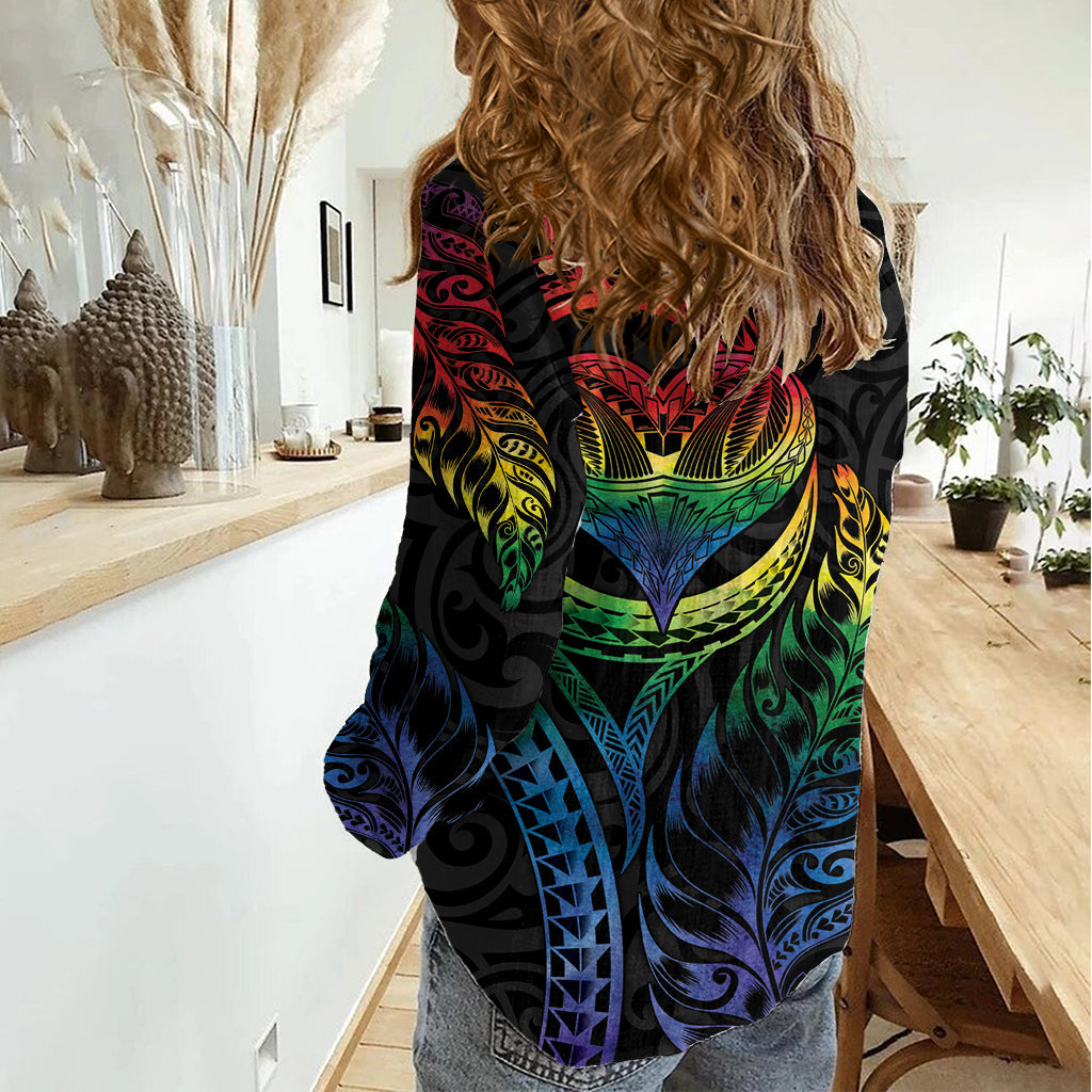 New Zealand Pride Damen Freizeithemd Takatapui Rainbow Fern LT7