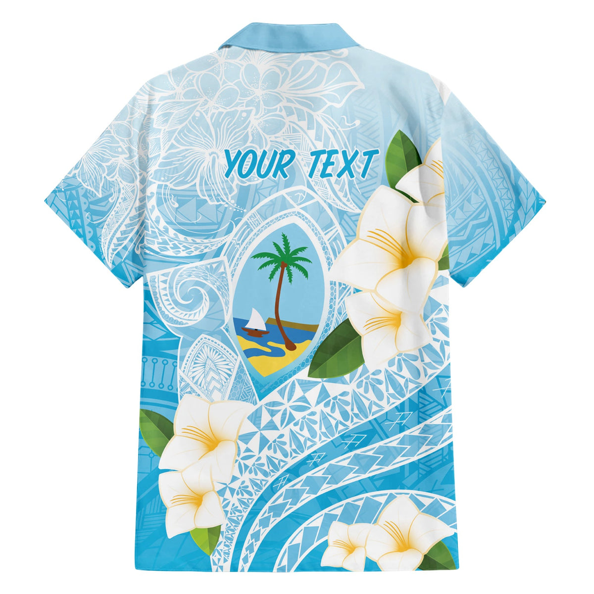 Guam Chamorro Guasali Blumen Hawaiihemd Aqua Gradient LT7