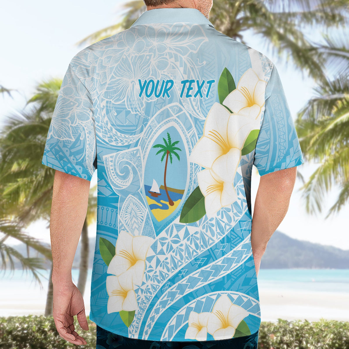 Guam Chamorro Guasali Blumen Hawaiihemd Aqua Gradient LT7