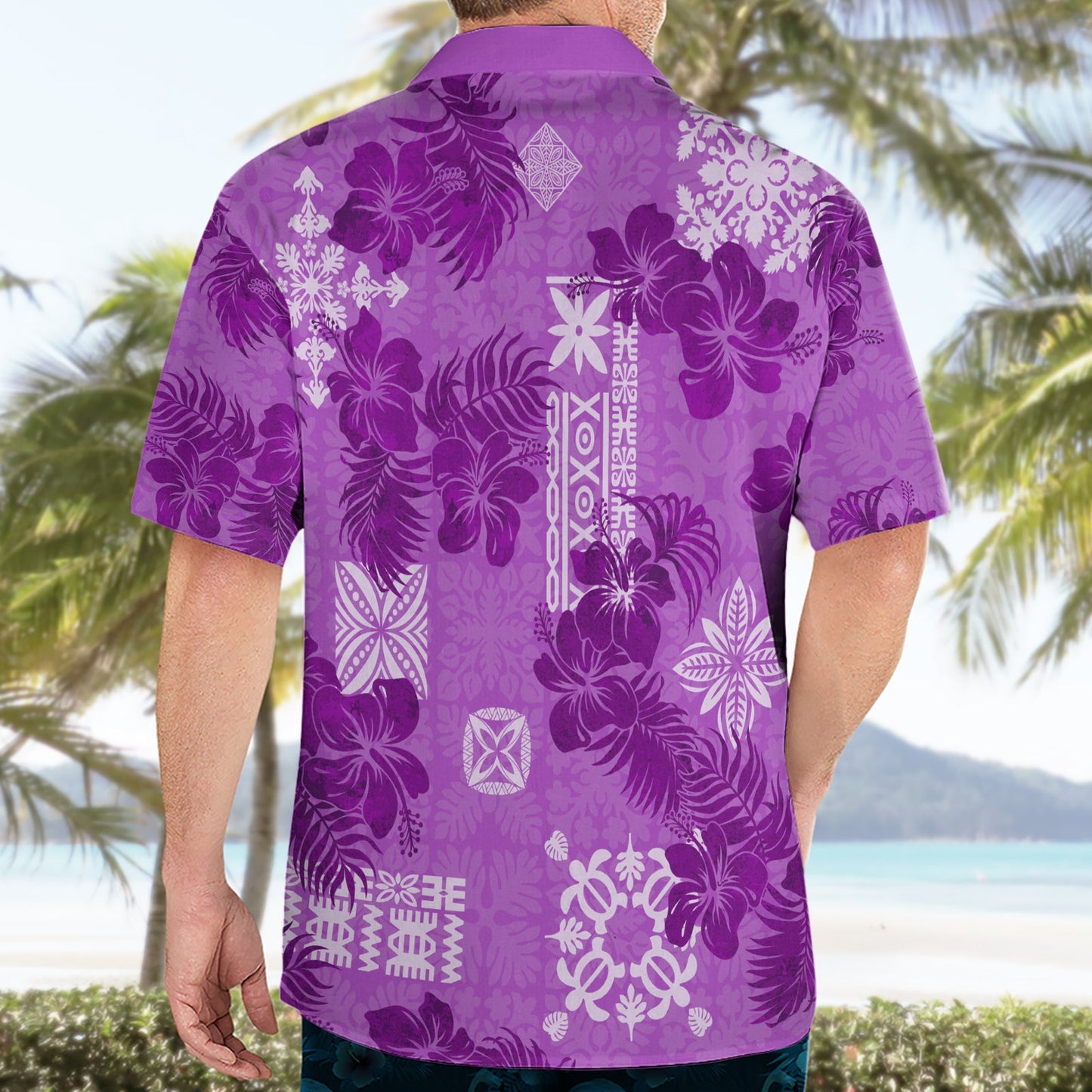 Hawaii Tapa Hawaiihemd Hibiscus Mix Hawaiian Quilt Patches - Violett LT7