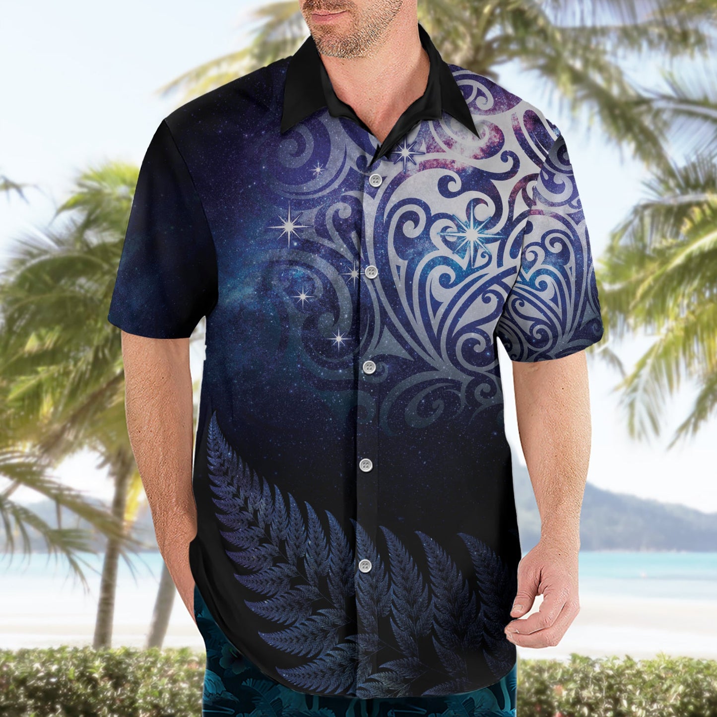 Neuseeland Aotearoa Matariki Hawaiihemd Sternensilber Fern LT7