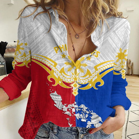 Personalisiertes Philippinen Damen Casual Shirt Tribal Mix Style LT7