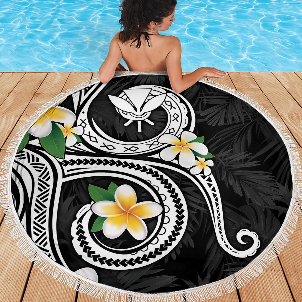 Hawaii Mönchsrobbe und Delfin Stranddecke xxl Polynesisches Kakau Muster Schwarz Weiß Farbe LT03