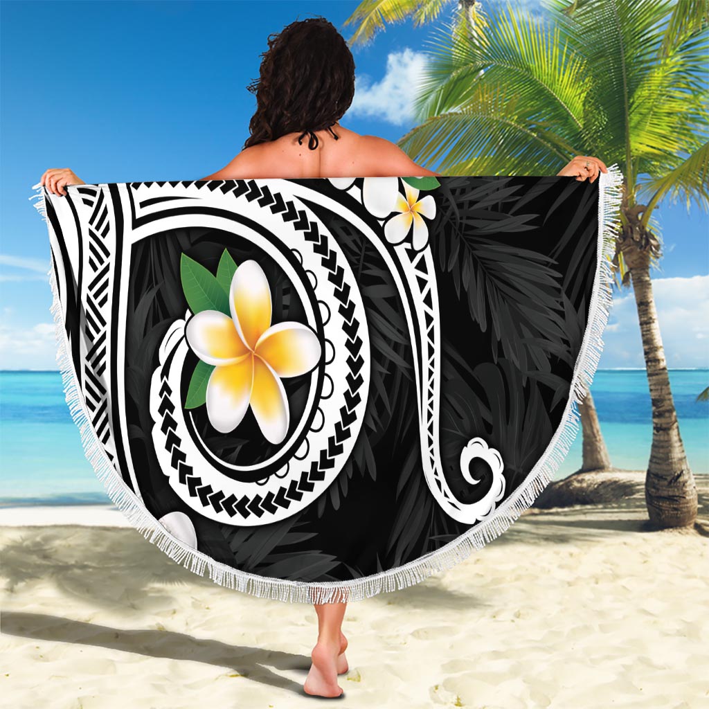 Hawaii Mönchsrobbe und Delfin Stranddecke xxl Polynesisches Kakau Muster Schwarz Weiß Farbe LT03