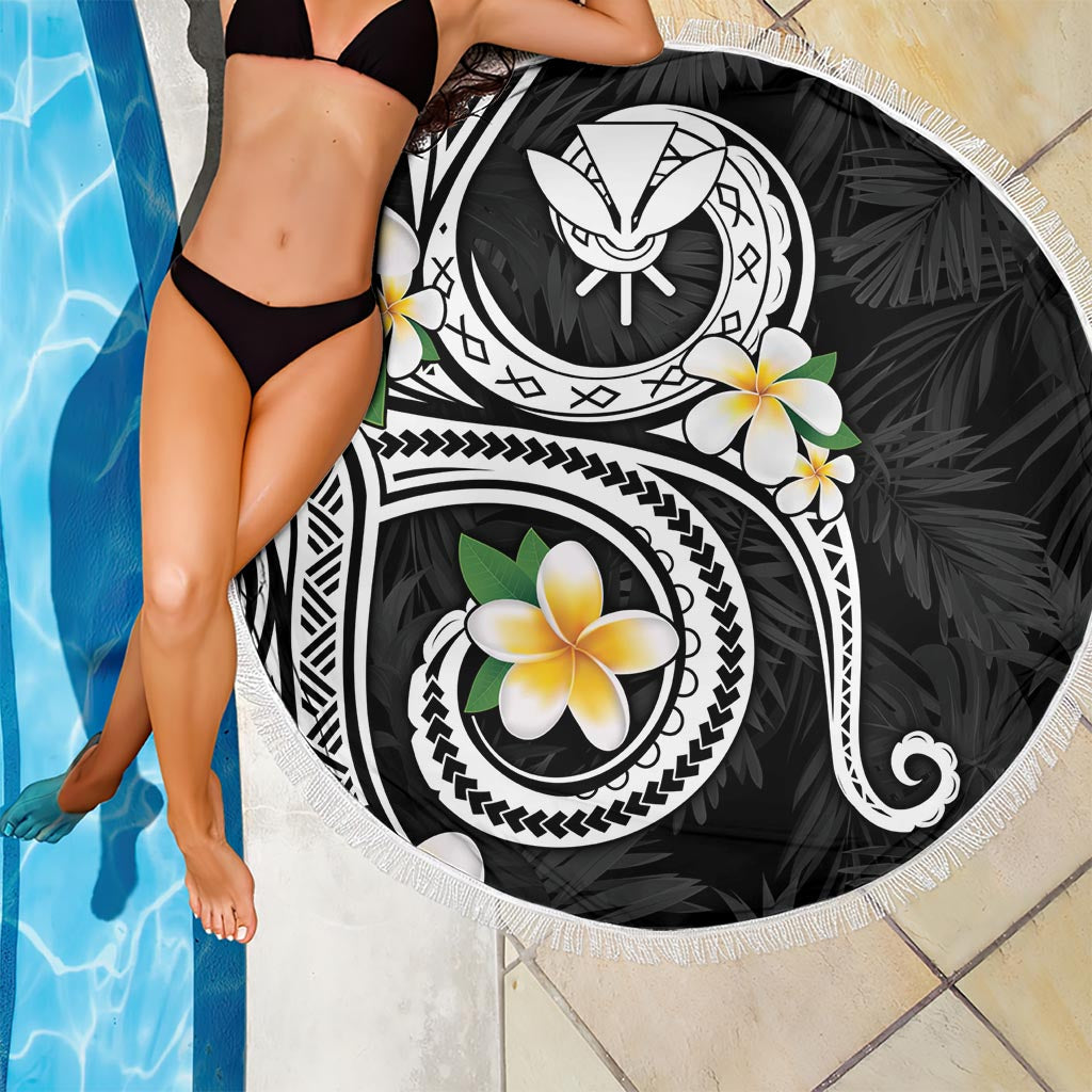 Hawaii Mönchsrobbe und Delfin Stranddecke xxl Polynesisches Kakau Muster Schwarz Weiß Farbe LT03