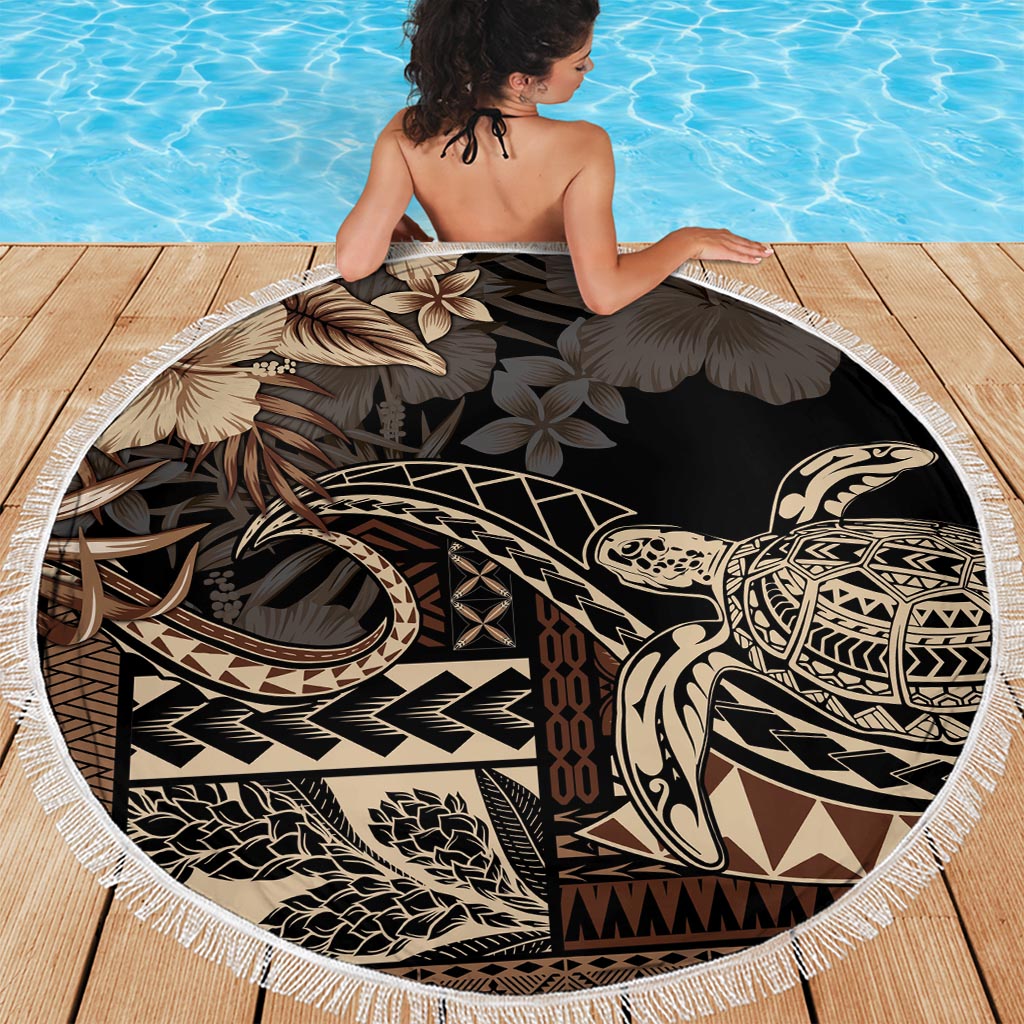 Hawaiian Vulkan und Hai Stranddecke xxl Polynesisches und Hibiskus Muster Lila Cyan Farbverlauf LT03