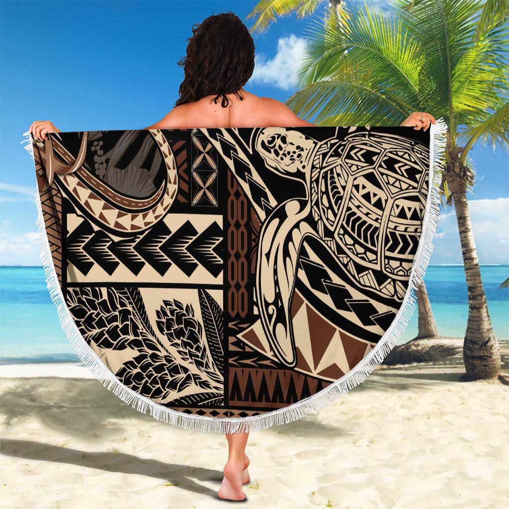 Hawaiian Vulkan und Hai Stranddecke xxl Polynesisches und Hibiskus Muster Lila Cyan Farbverlauf LT03