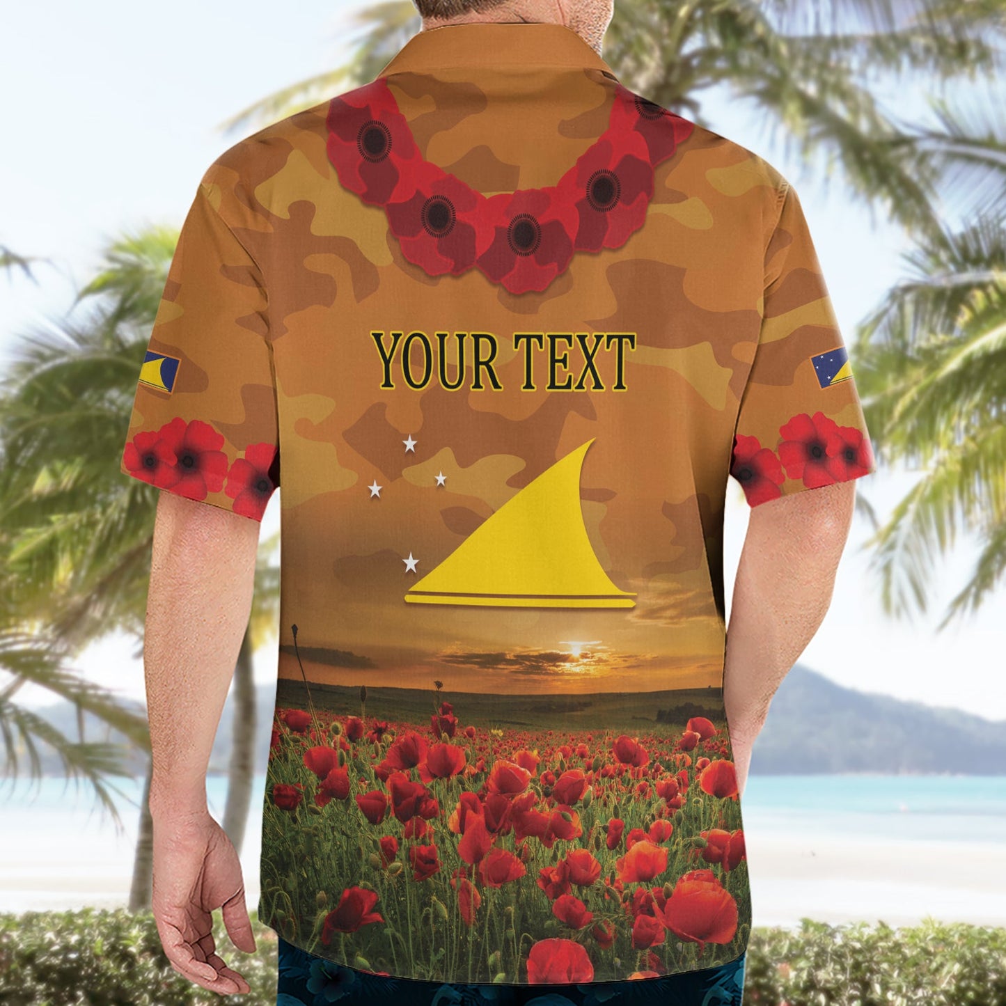 Tokelau ANZAC Day Personalisiertes Hawaiihemd mit Mohnfeld LT9