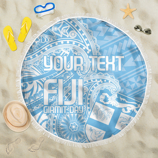 Custom Indo Fijians Beach Blanket Fiji ke Hindustani Polyneisan Paisley Blue Style