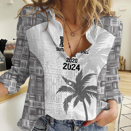 Custom Fiji Rugby Women Casual Shirt History Champions World Cup 7s - White