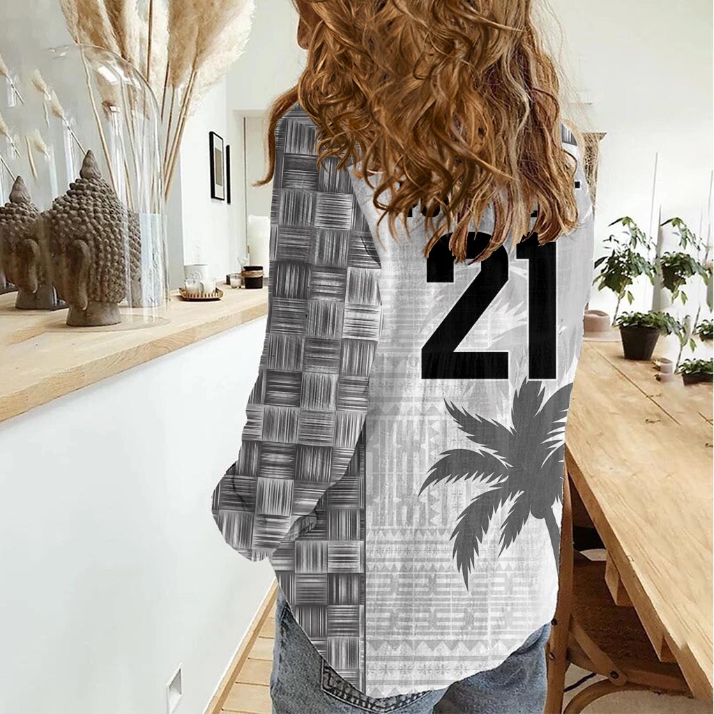 Benutzerdefinierte Fiji Rugby Damen Casual Shirt Geschichte Champions World Cup 7s - Weiß LT9