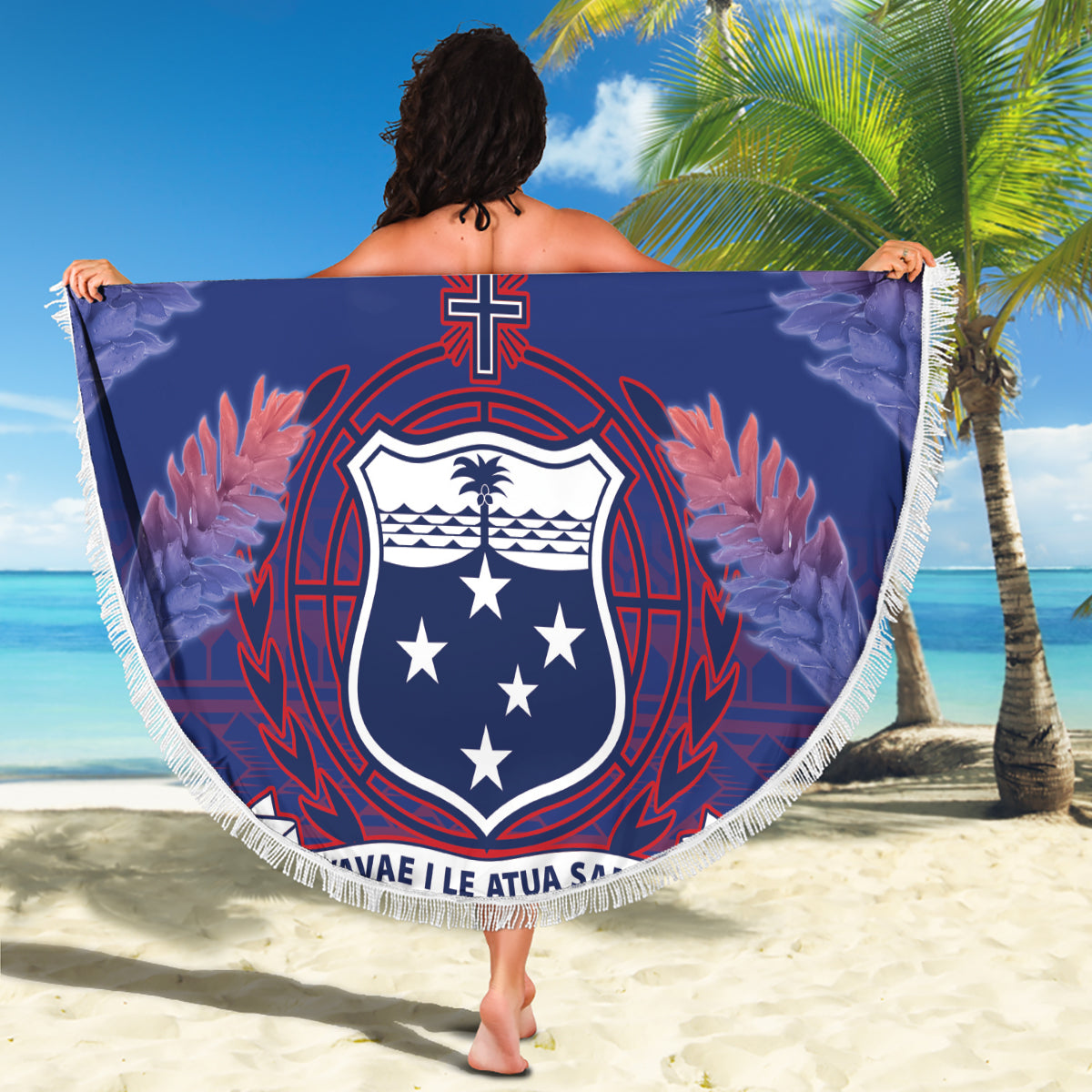 Polynesische Tribal Blumen Tattoo Stranddecke Special Vermilion Vibe LT9