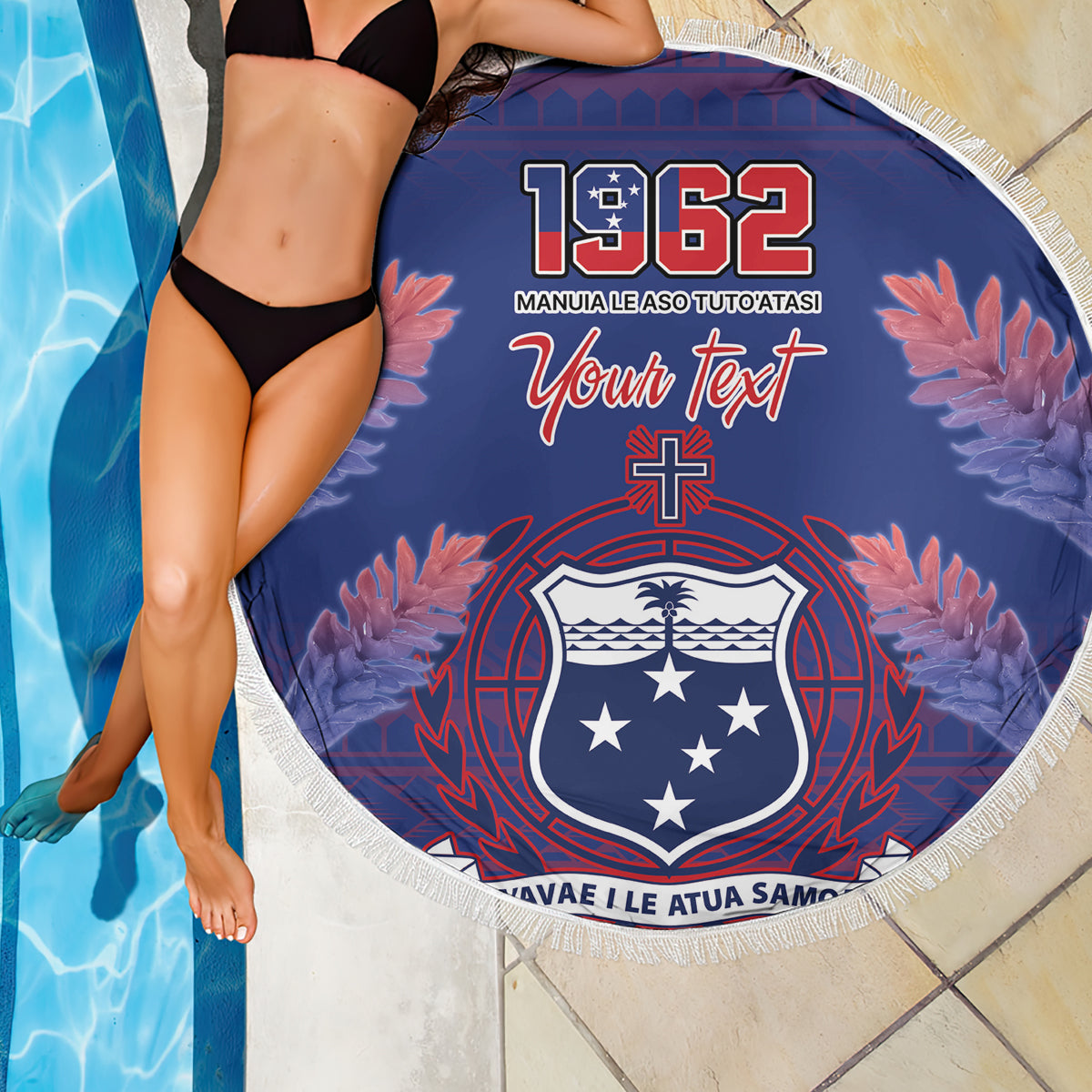 Polynesische Tribal Blumen Tattoo Stranddecke Special Vermilion Vibe LT9