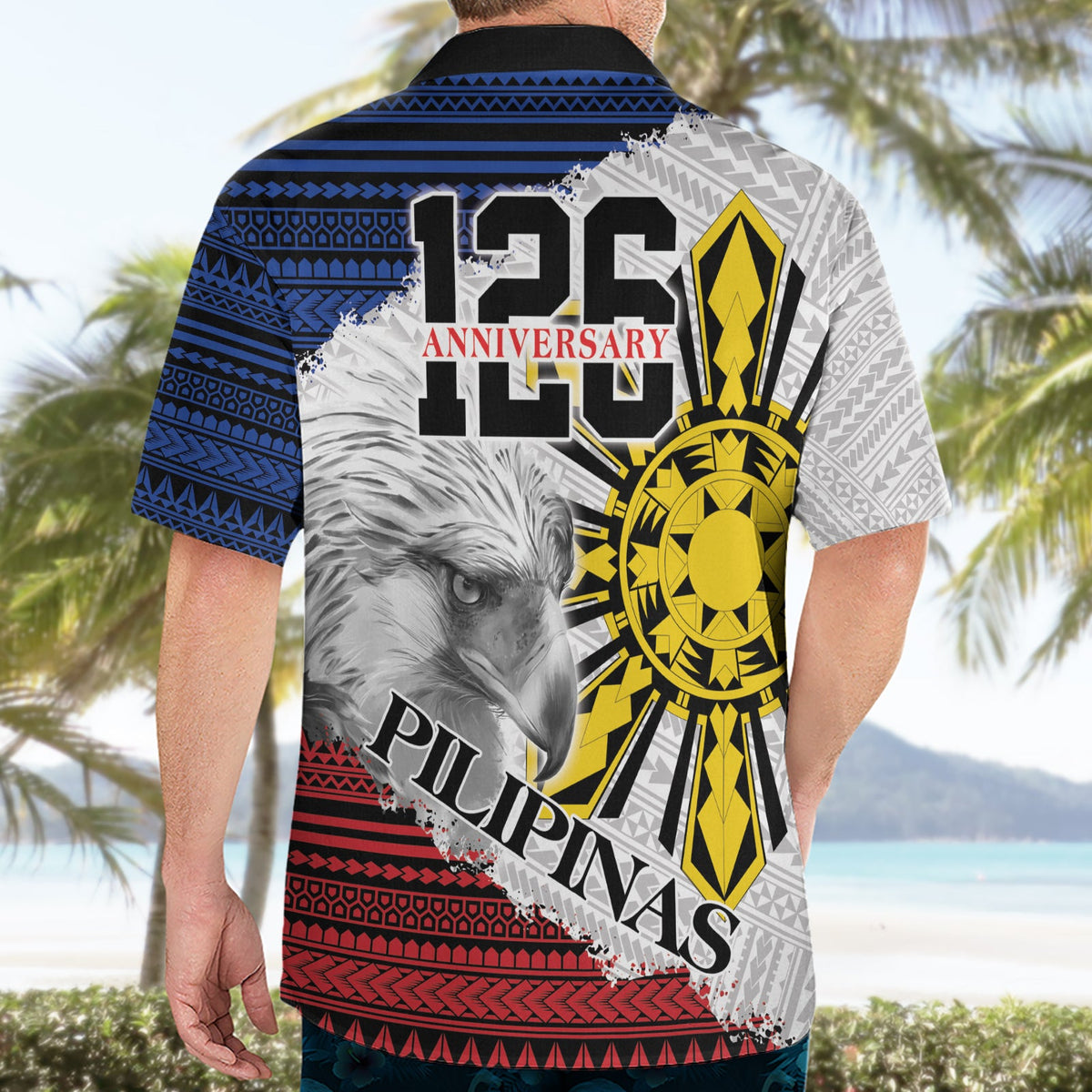 Hawaiihemd zum 126. Unabhängigkeitstag der Philippinen. Pilipinas Hunyo 12 Maligayang Araw ng Kalayaan LT9