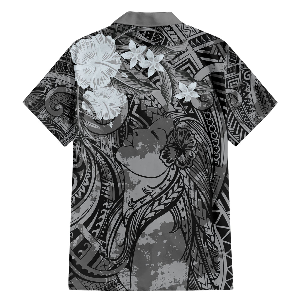 Pacific Beauty Girl Hawaiihemd Schwarz Polynesisches Tribal Vintage Motiv LT9