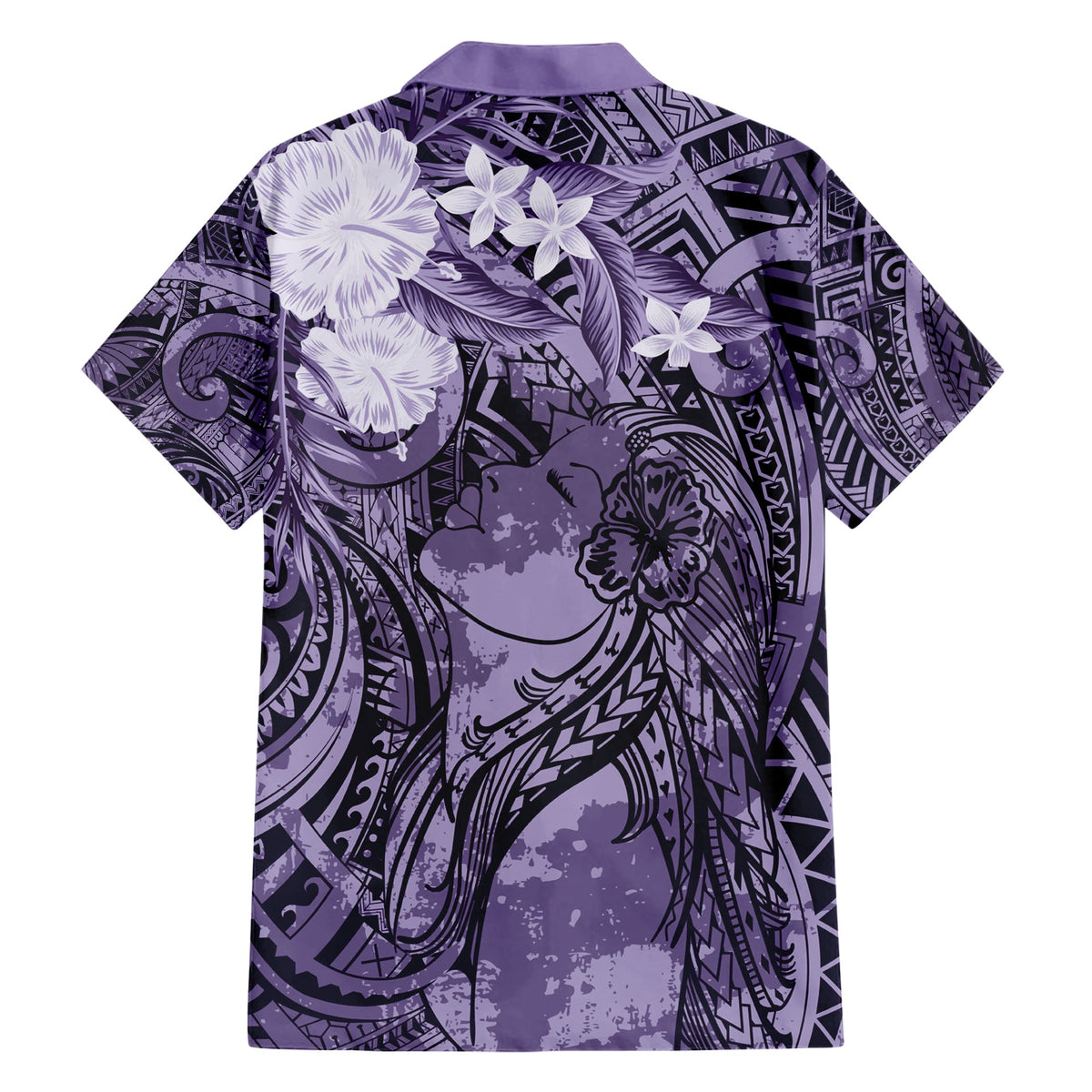 Pacific Beauty Girl Hawaiihemd Violett Polynesisches Tribal Vintage Motiv LT9