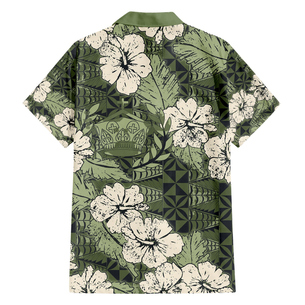 Tonganisches Kupesi Ngatu Hawaiihemd mit Vintage-Motiv Hibiscus LT9