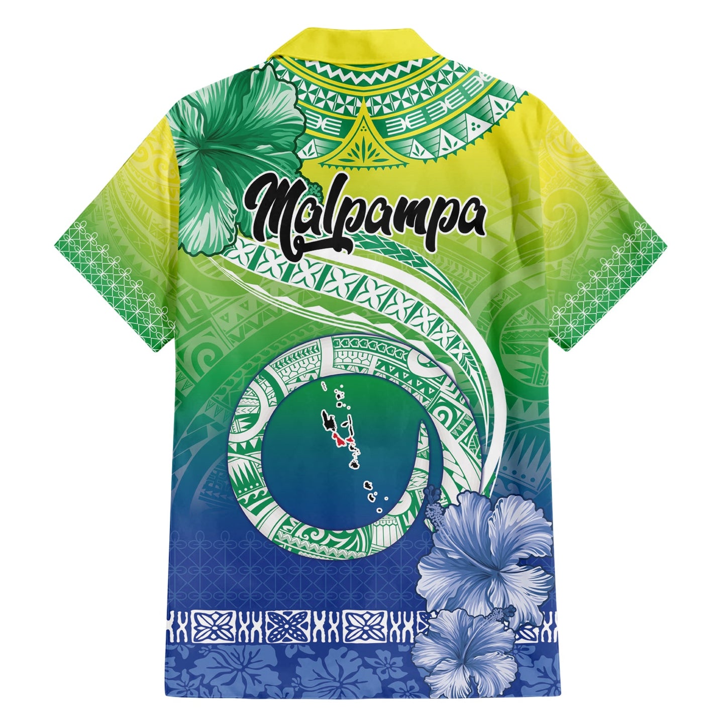 Malpampa Vanuatu Hawaiihemd Hibiscus Sand Zeichnung mit Pazifikmuster LT9