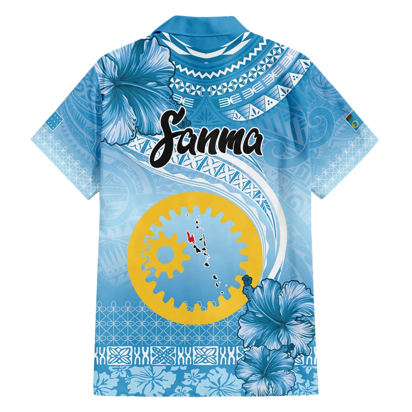 Sanma Vanuatu Hawaiihemd Hibiscus Sand Zeichnung mit Pazifikmuster LT9