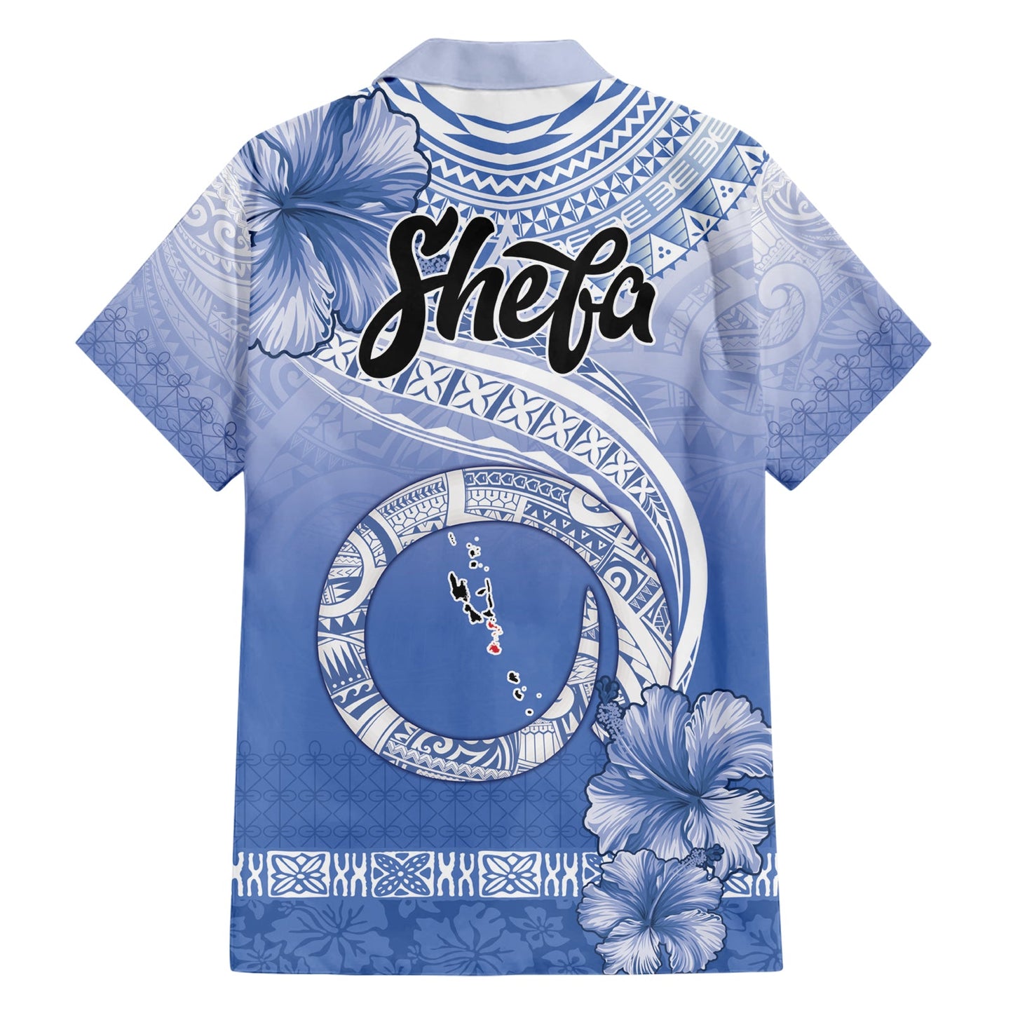 Shefa Vanuatu Hawaiihemd Hibiscus Sand Zeichnung mit Pazifikmuster LT9