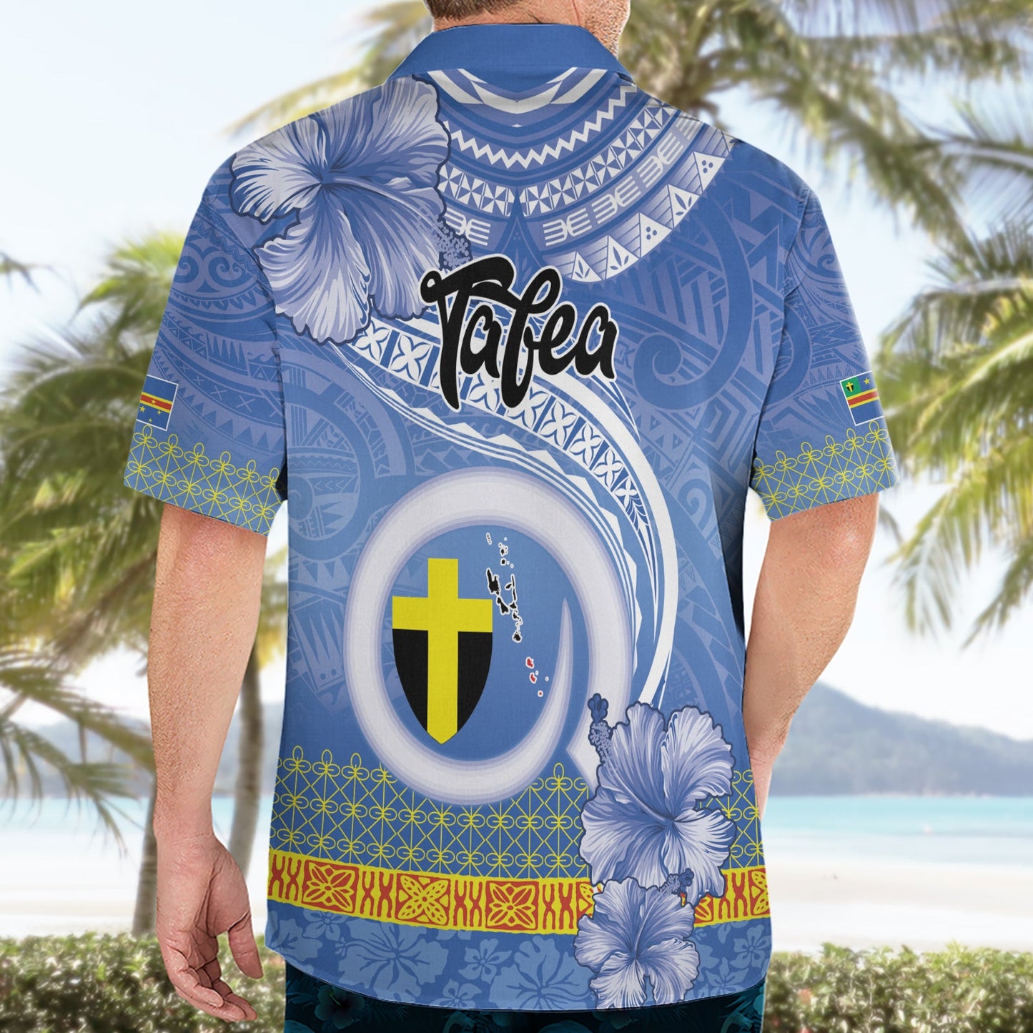 Tafea Vanuatu Hawaiihemd Hibiscus Sand Zeichnung mit Pazifikmuster LT9