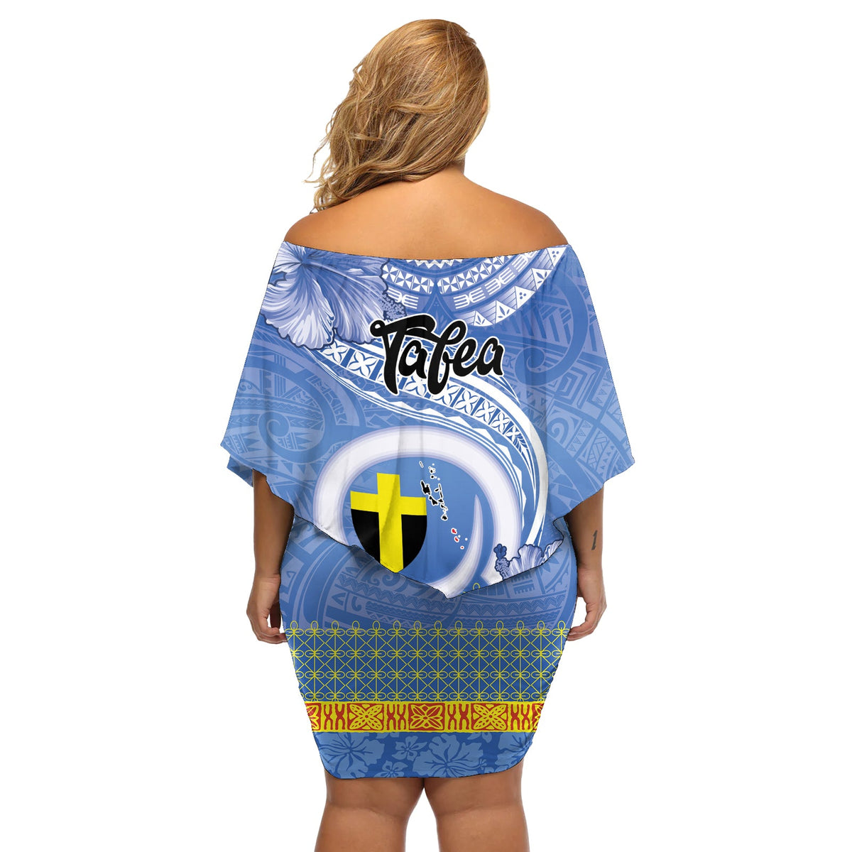 Tafea Vanuatu Off Shoulder Kurzes blumen kleid Hibiscus Sand Zeichnung mit Pacific Muster LT9