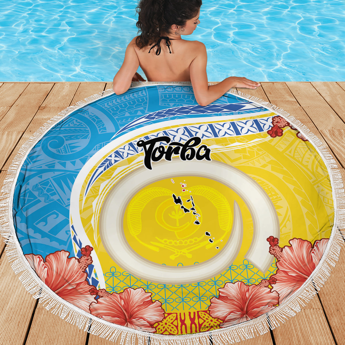 Hawaii Kanaloa Tiki Stranddecke Polynesisches Tattoo und Tapa Muster LT03