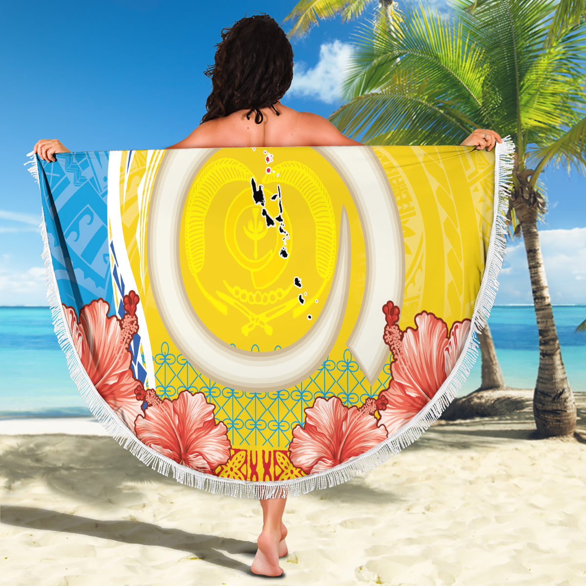 Hawaii Kanaloa Tiki Stranddecke Polynesisches Tattoo und Tapa Muster LT03
