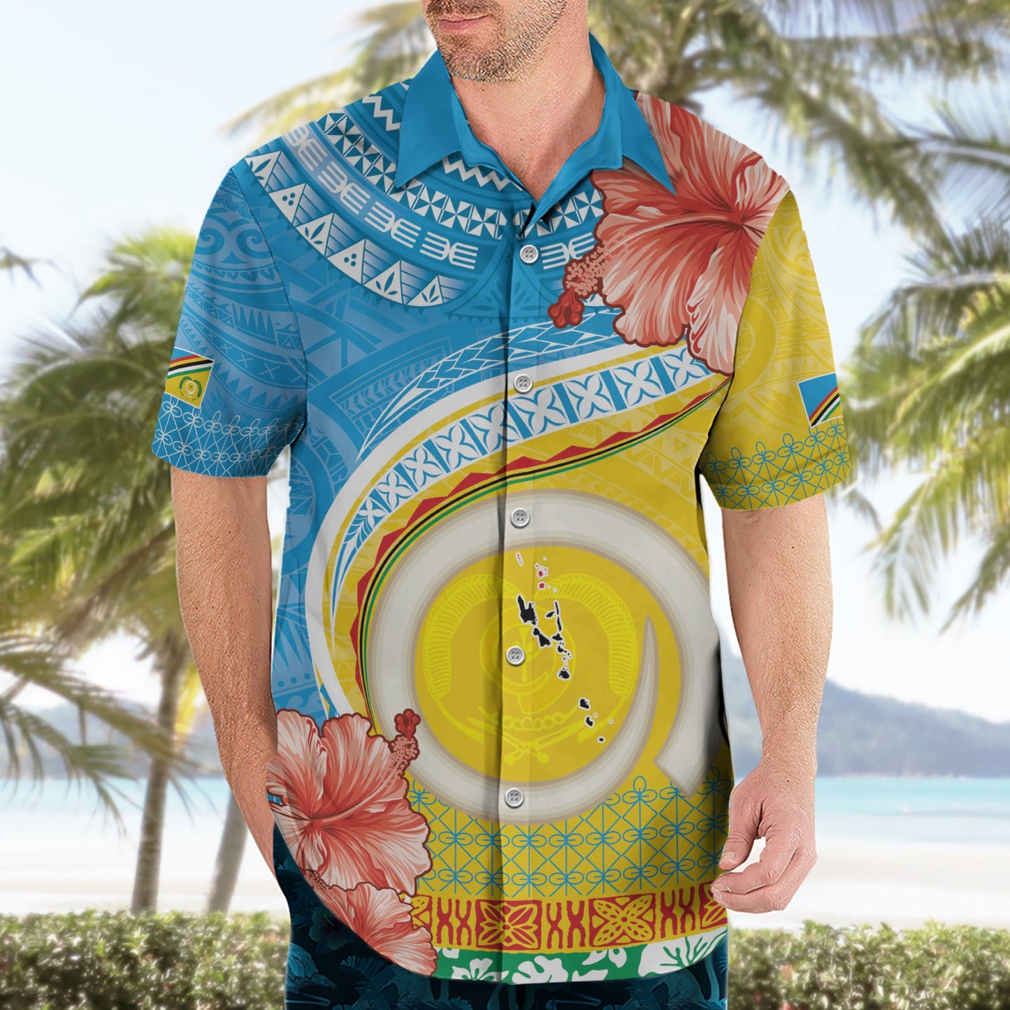 Torba Vanuatu Hawaiihemd Hibiscus Sand Zeichnung mit Pazifikmuster LT9