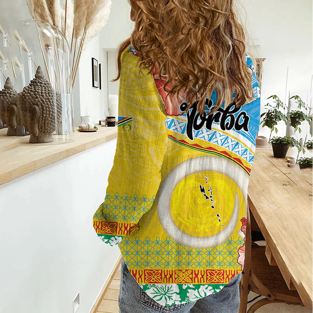 Torba Vanuatu Damen Freizeithemd Hibiscus Sand Zeichnung mit Pazifik Muster LT9