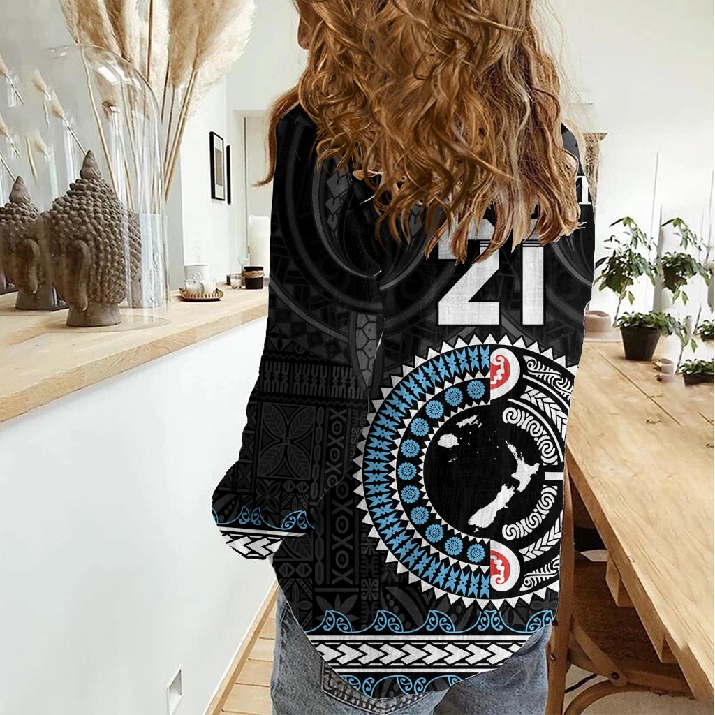 Benutzerdefinierte Fidschi und Neuseeland Frauen Casual Shirt Maori Farn Mix Tapa Tribal einzigartige LT9