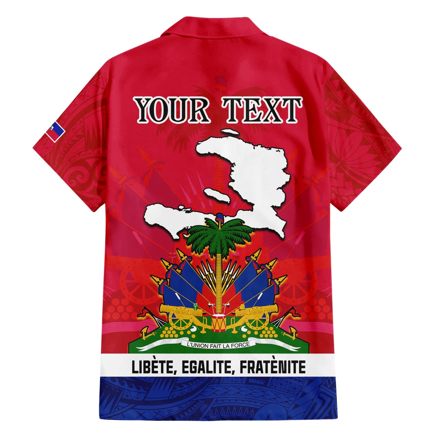 Haiti Unabhängigkeitstag Hawaiihemd Libete Egalite Fratenite Ayiti 1804 mit polynesischem Muster LT9