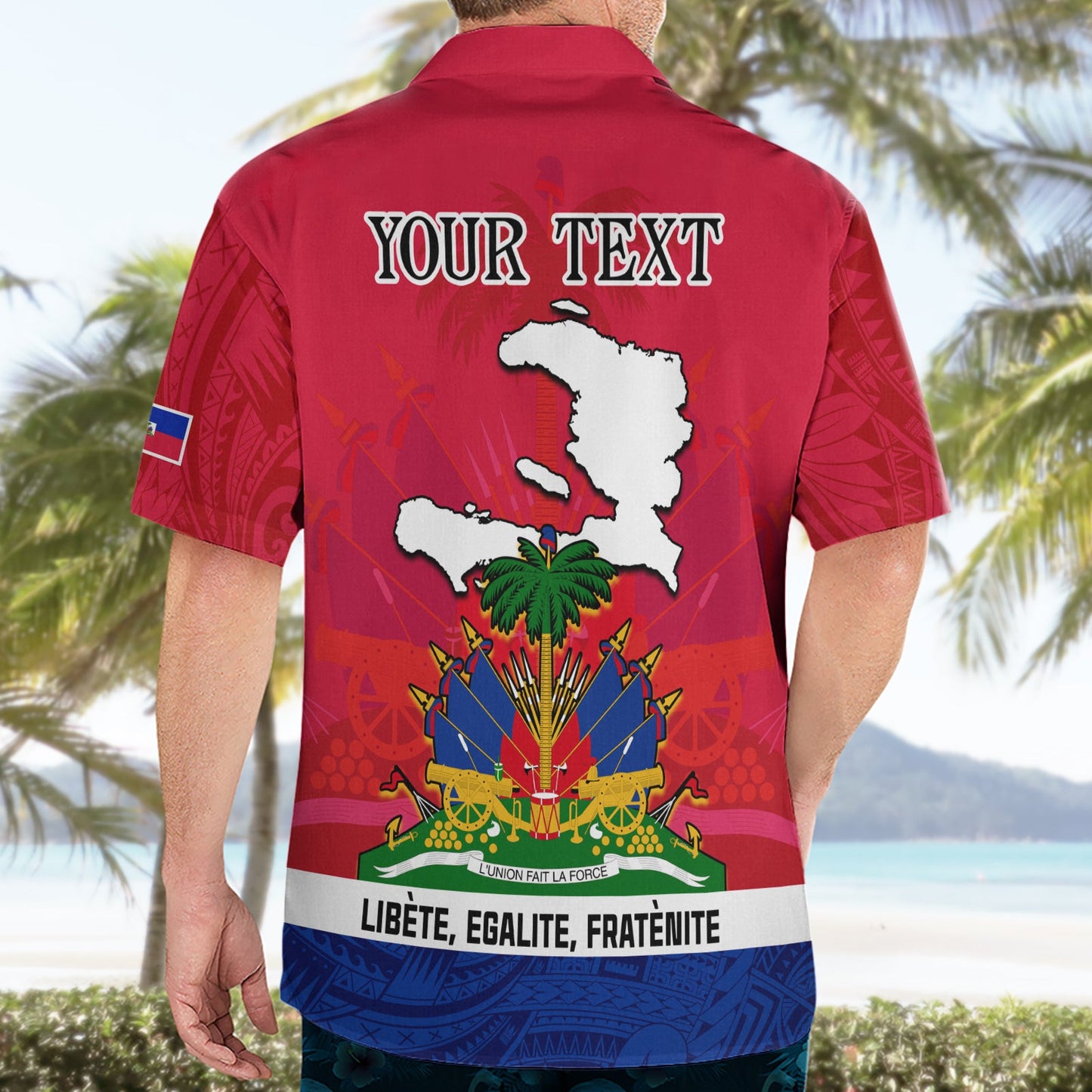 Haiti Unabhängigkeitstag Hawaiihemd Libete Egalite Fratenite Ayiti 1804 mit polynesischem Muster LT9