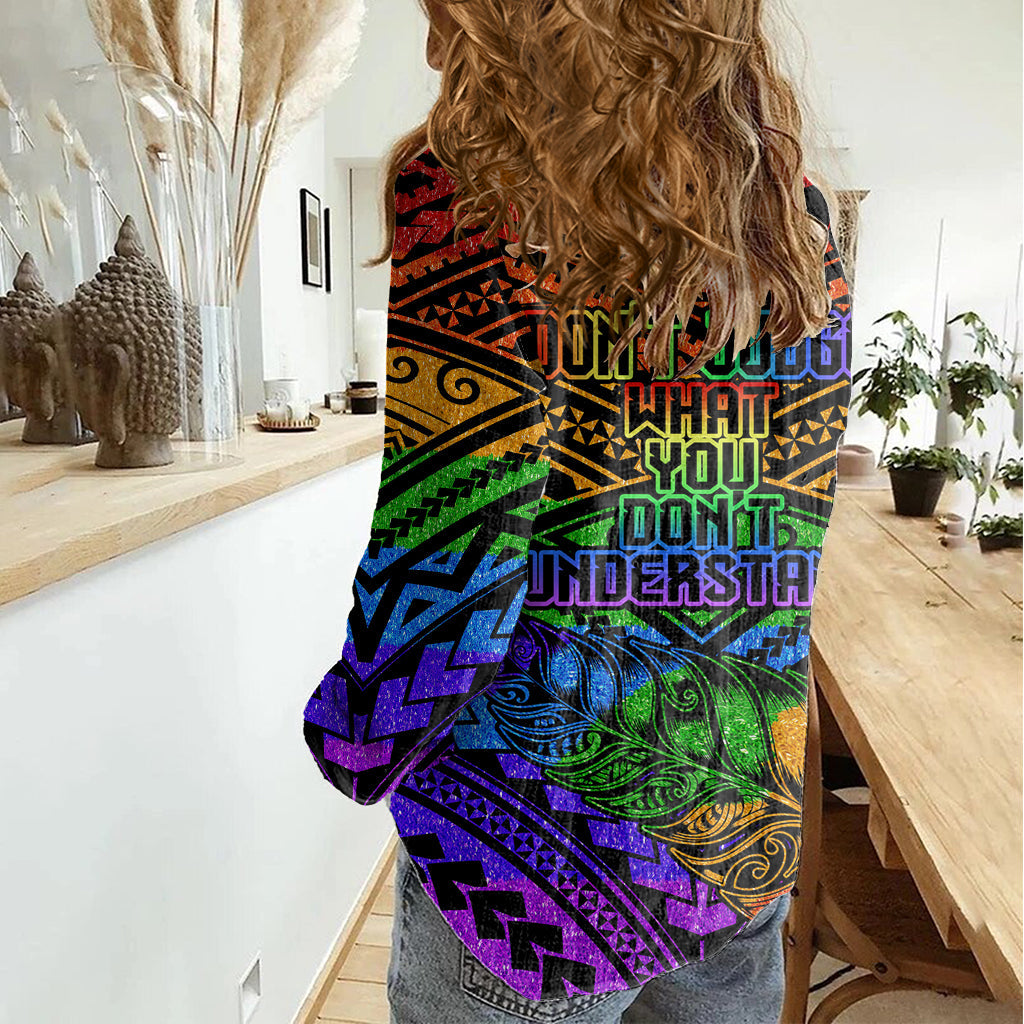 Neuseeland LGBT Fern Herz Frauen Casual Shirt Don't judge What You Don't Understand LT9