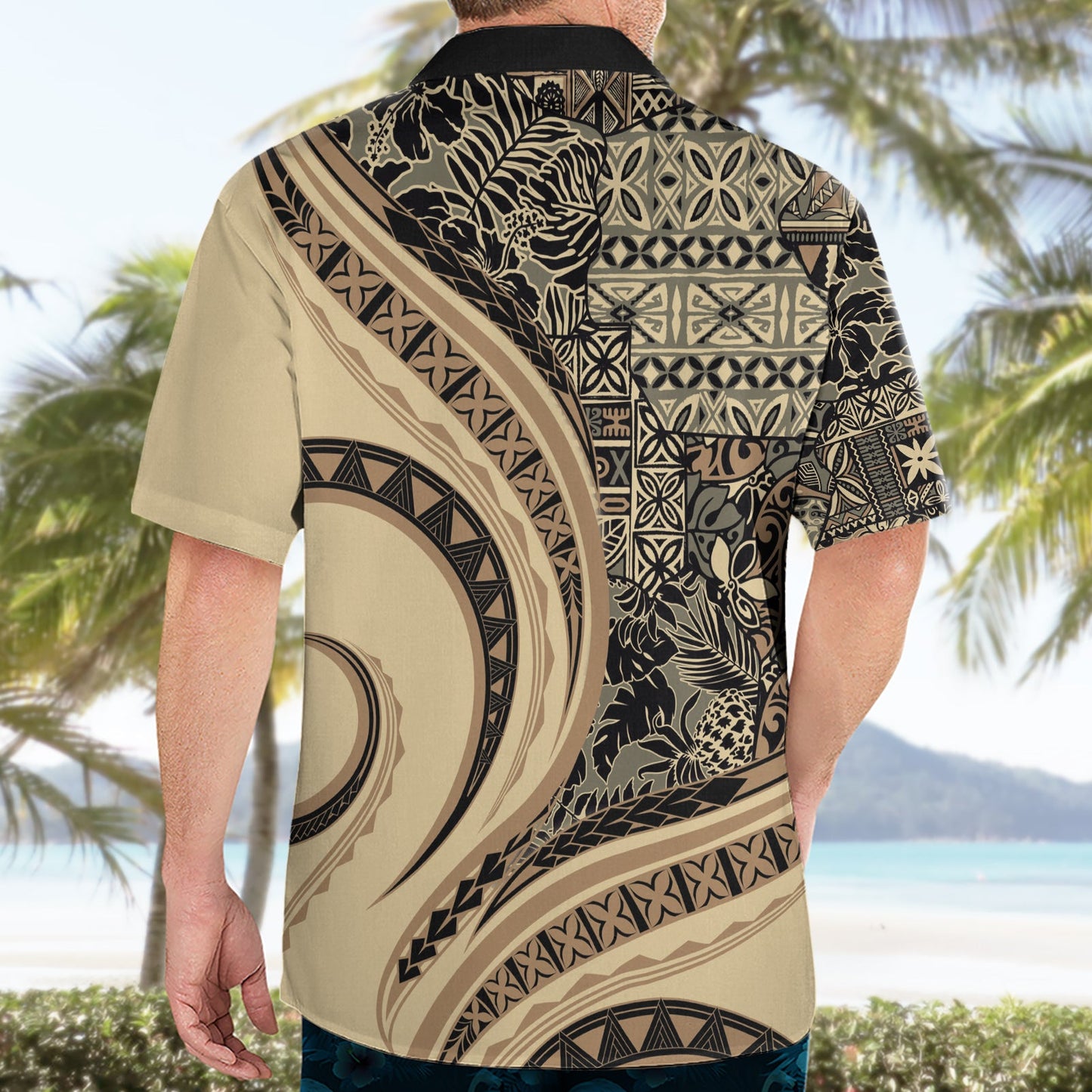 Hawaiianisches Hibiskus-Tribal-Hemd mit Vintage-Motiv, Ver 2, LT9