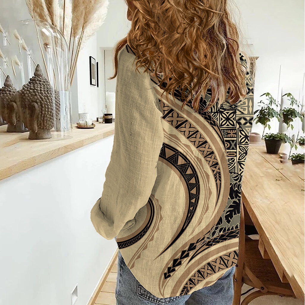 Hawaiian Hibiscus Tribal Vintage Motiv Damen Freizeithemd Ver 2 LT9