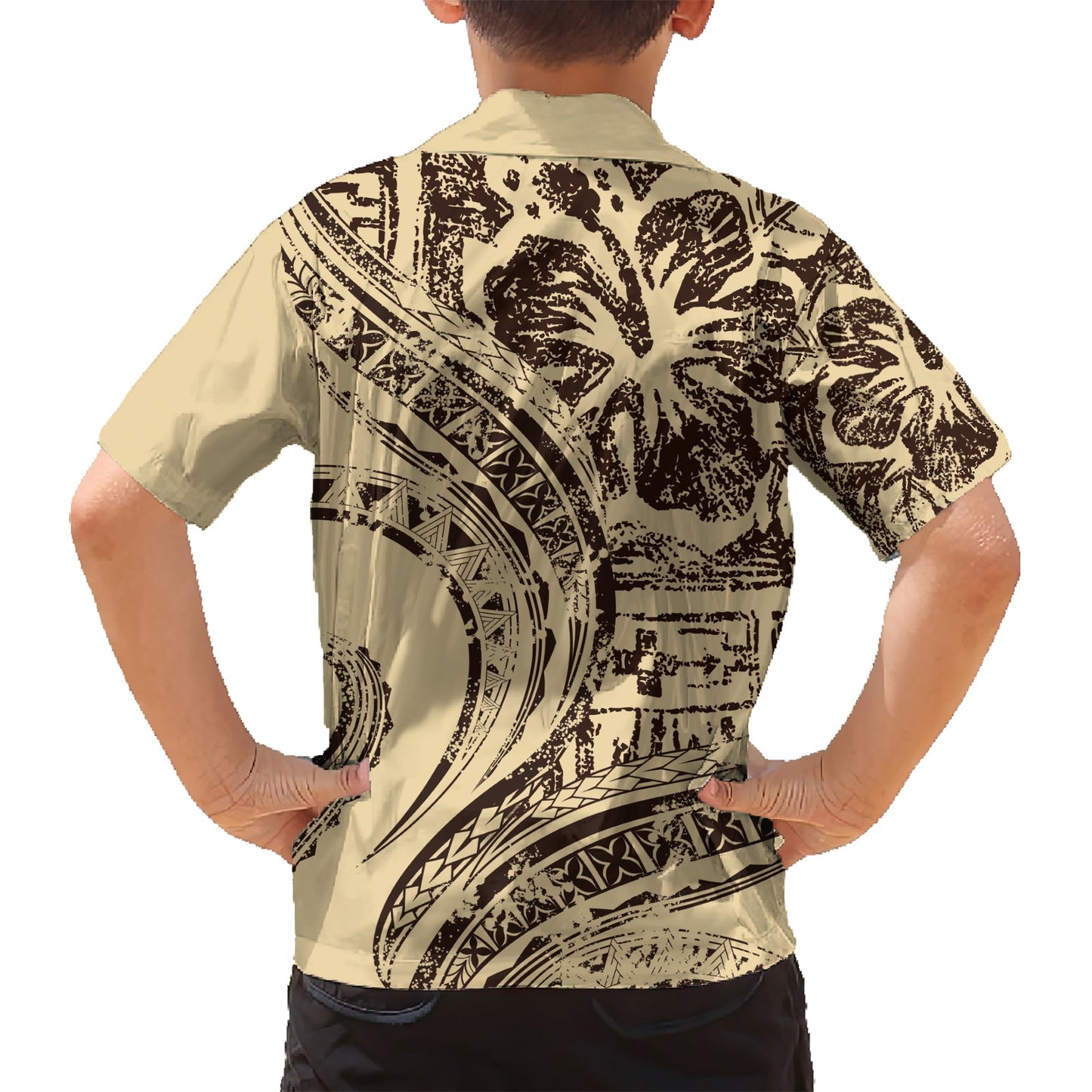 Hawaiianisches Hibiskus-Tribal-Hemd mit Vintage-Motiv, Ver 3, LT9